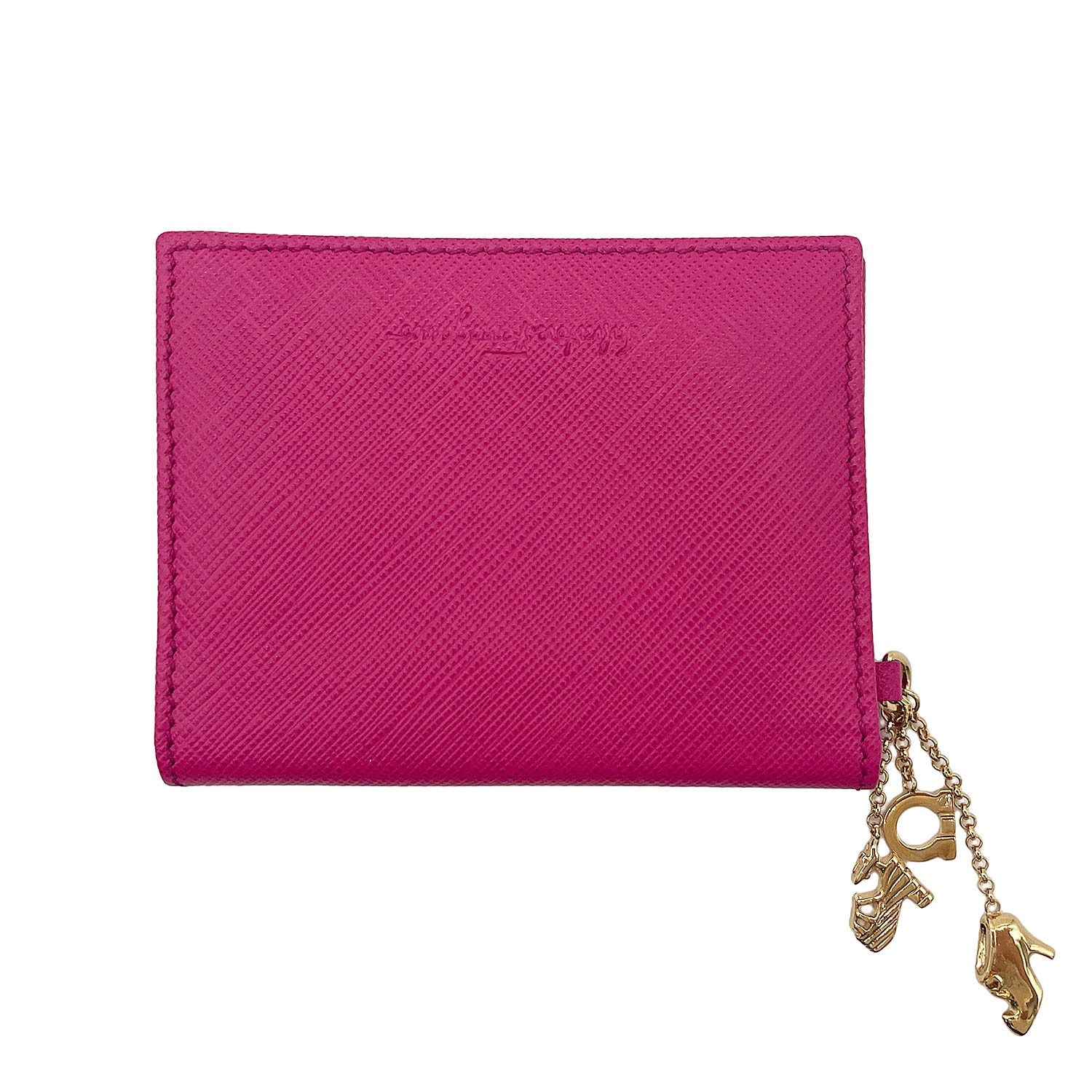 Salvatore Ferragamo サルヴァトーレフェラガモ パスケース
 カードケース 名刺入れ 定期入れ チャーム付き レザー ピンク レディース
 【中古】