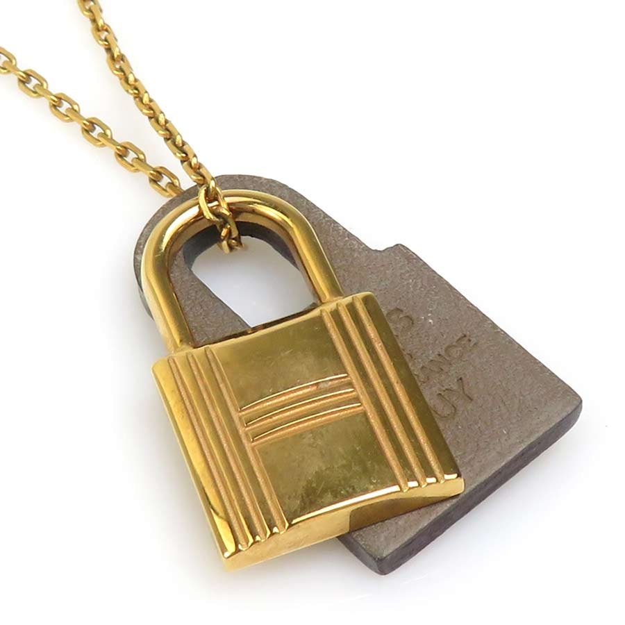 エルメス HERMES ネックレス オーケリーPM ヴォースイフト エトゥープ ゴールド【中古】 56786i