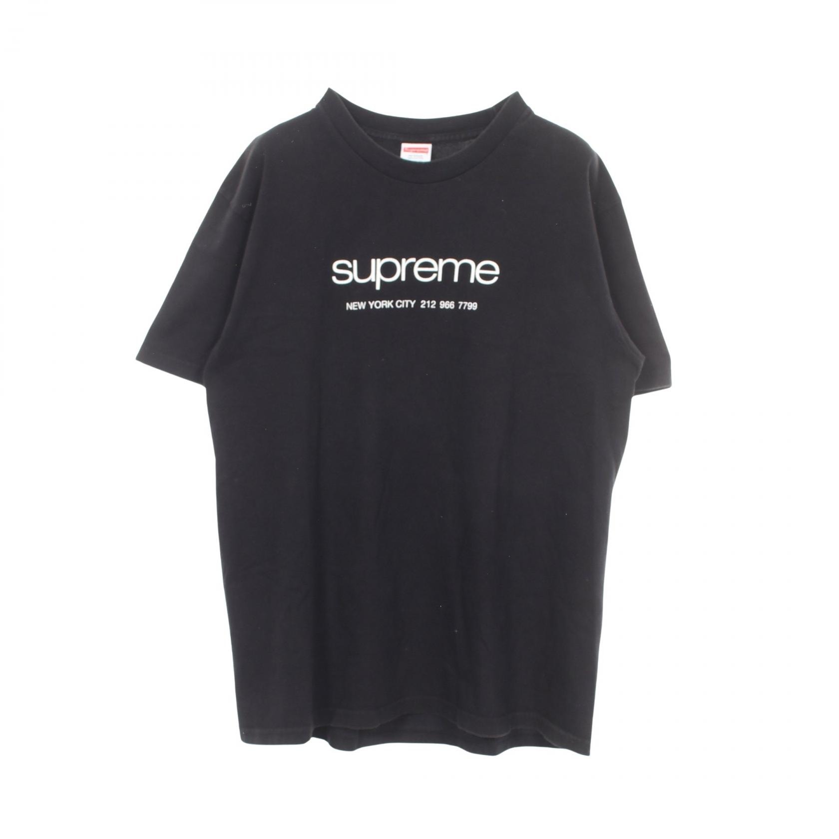 シュプリーム Supreme SHOP TEE ロゴプリント 半袖Tシャツ 衣料品 トップス コットン メンズ ブラック系 【中古】