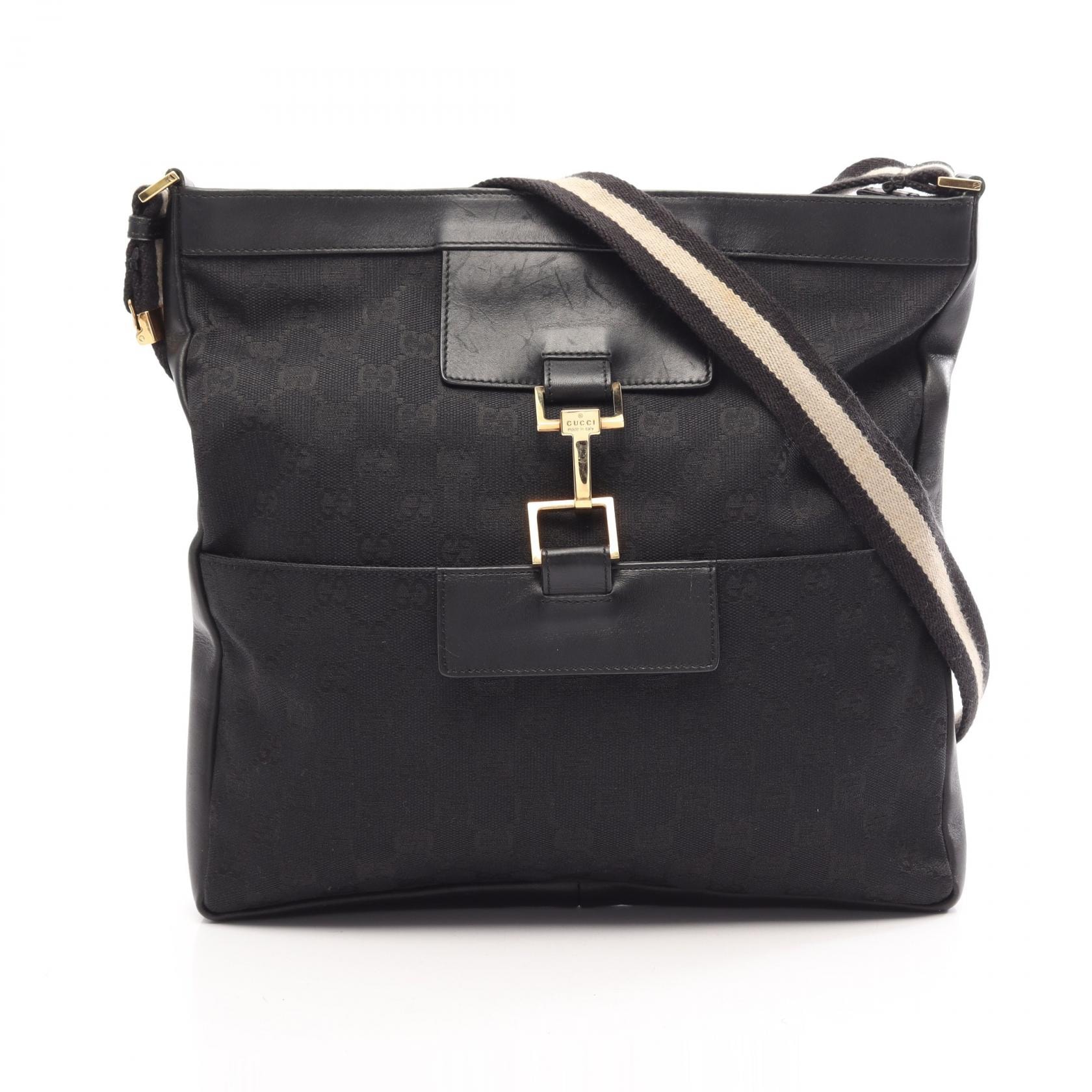 グッチ GUCCI GGキャンバス ショルダーバッグ バッグ キャンバス レザー レディース ブラック系 001・4094 【中古】