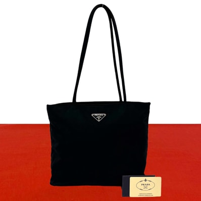 PRADA プラダ 三角ロゴ 金具 ナイロン トートバッグ ブラック
73496