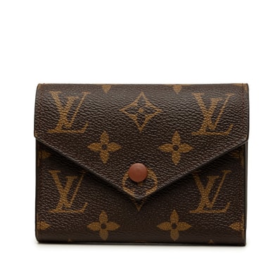 ルイ ヴィトン モノグラム ポルトフォイユ ヴィクトリーヌ 三つ折り財布 M62472 ブラウン PVC レザー レディース LOUIS VUITTON 中古