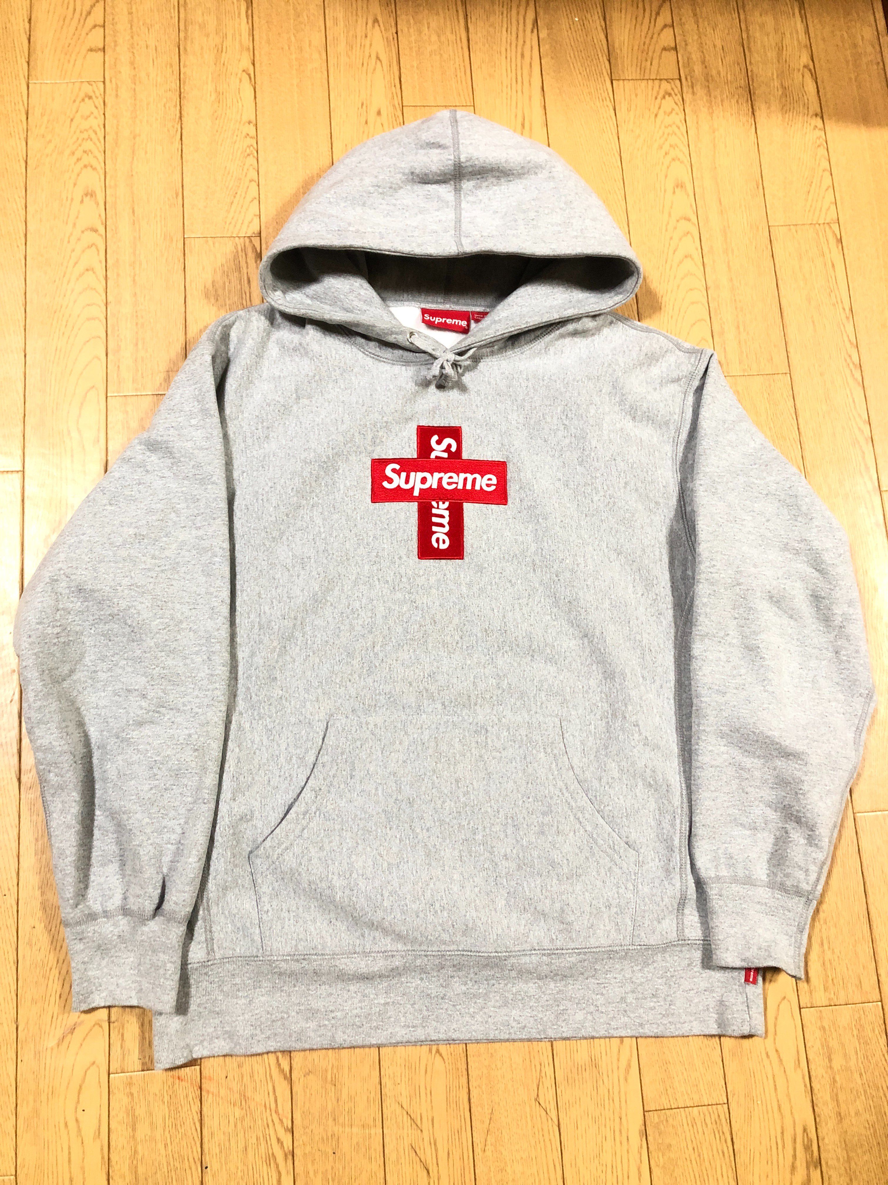 Supreme Cross Box Logo Hooded Sweatshirt "Grey"