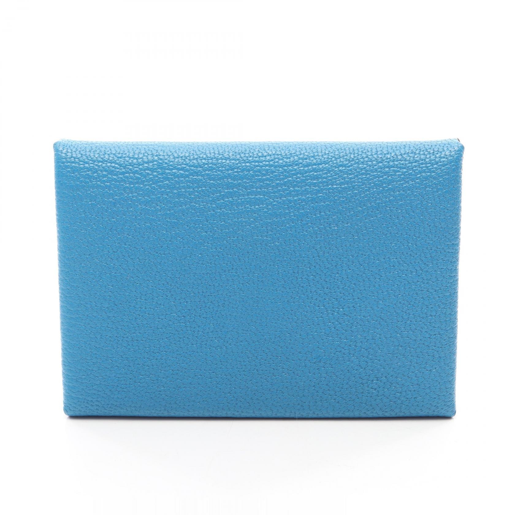 エルメス HERMES カルヴィデュオ ヴェルソ ブルーザンジバル ミント コインケース 財布 シェーブル シェーブル レディース ブルー系 / グリーン系 【中古】