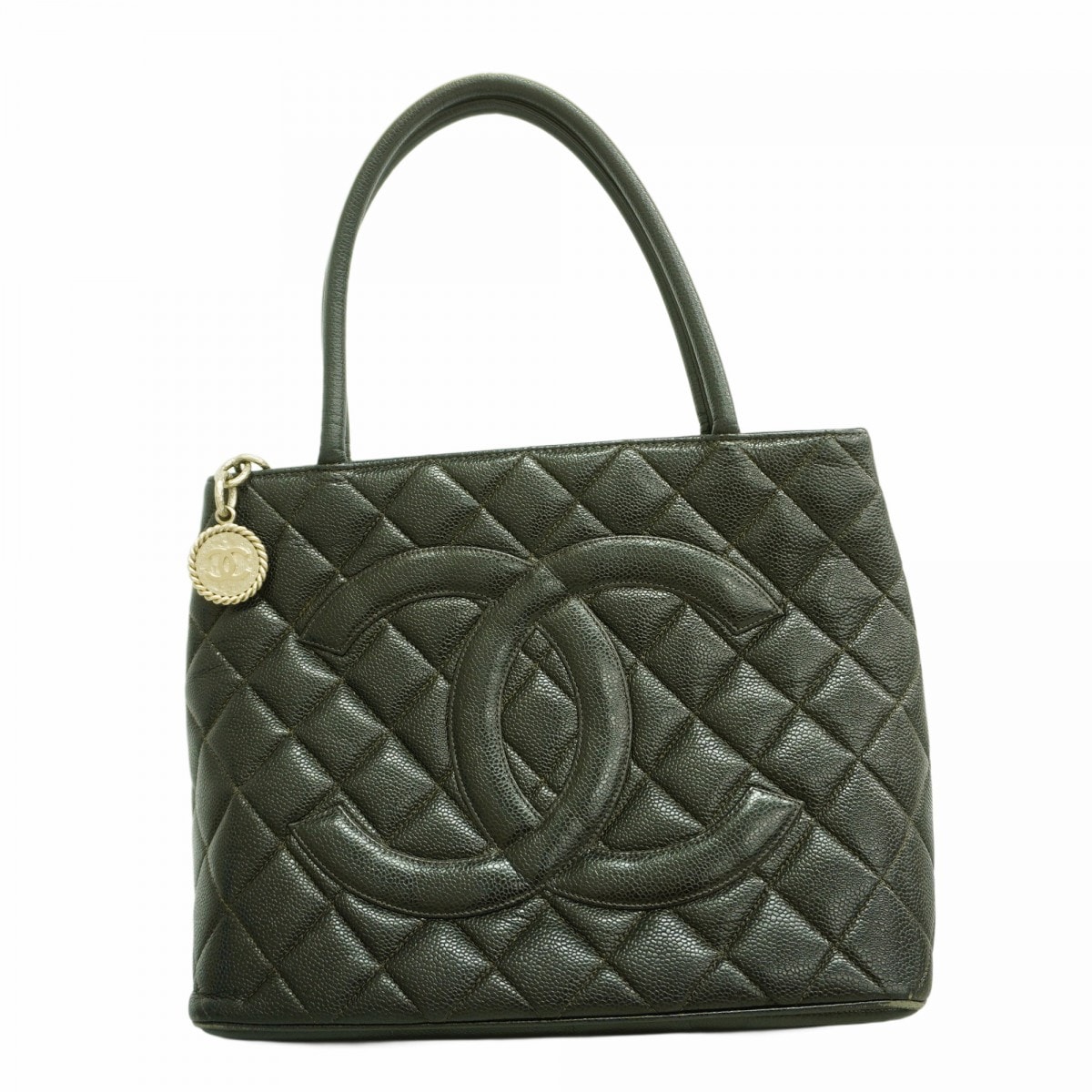 【6cd4302-h】シャネル トートバッグ 復刻トート キャビアスキン ブラック シルバー金具【中古】レディース