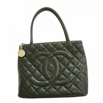 【6cd4302-h】シャネル トートバッグ 復刻トート キャビアスキン ブラック シルバー金具【中古】レディース