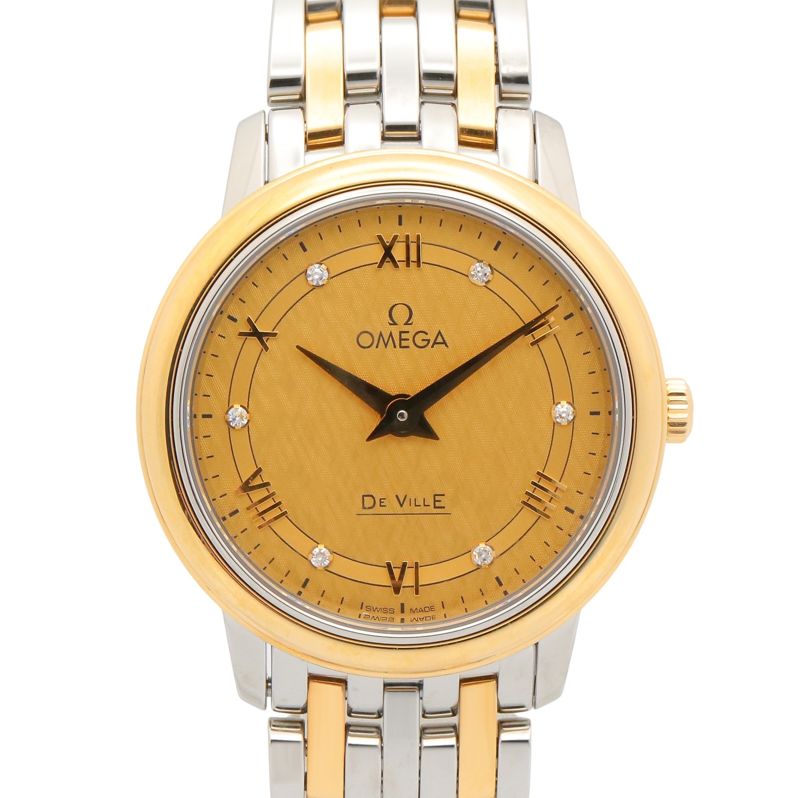 オメガ OMEGA デ・ビル プレステージ 6Pダイヤ 腕時計 時計 K18(イエローゴールド) ステンレススチール ダイヤモンド レディース ゴールド系 424.20.27.60.58.004 【新品】