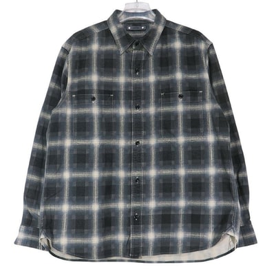 MINEDENIM マインデニム PLAID PRINT FLANNEL WORK SH 2603-5001-97-032 プレイド プリント フランネル ワーク シャツ ブラック ロングスリーブ 長袖 チェック サイズ3