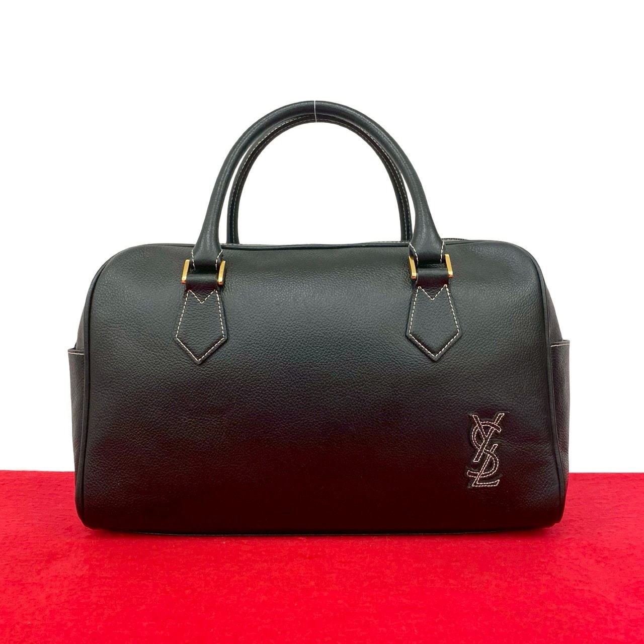YVES SAINT LAURENT イヴ・サンローラン カサンドラ YSL ロゴ レザー ハンドバッグ ブラック
 29381