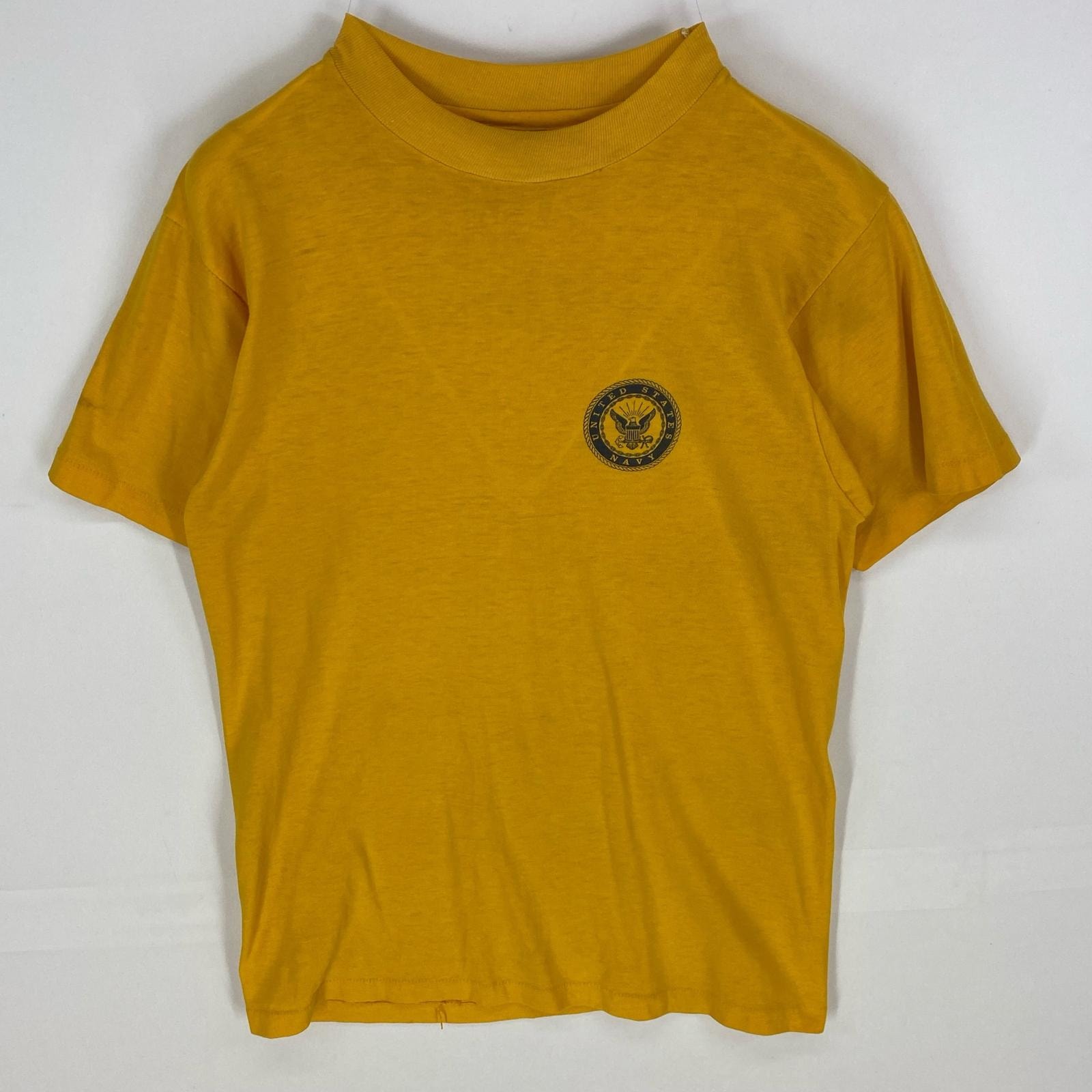 古着 80's/80年代 ヴィンテージ ヘインズ Hanes USA製 半袖Tシャツ U.S.NAVY ロゴプリント M  イエロー系 プリント メンズ