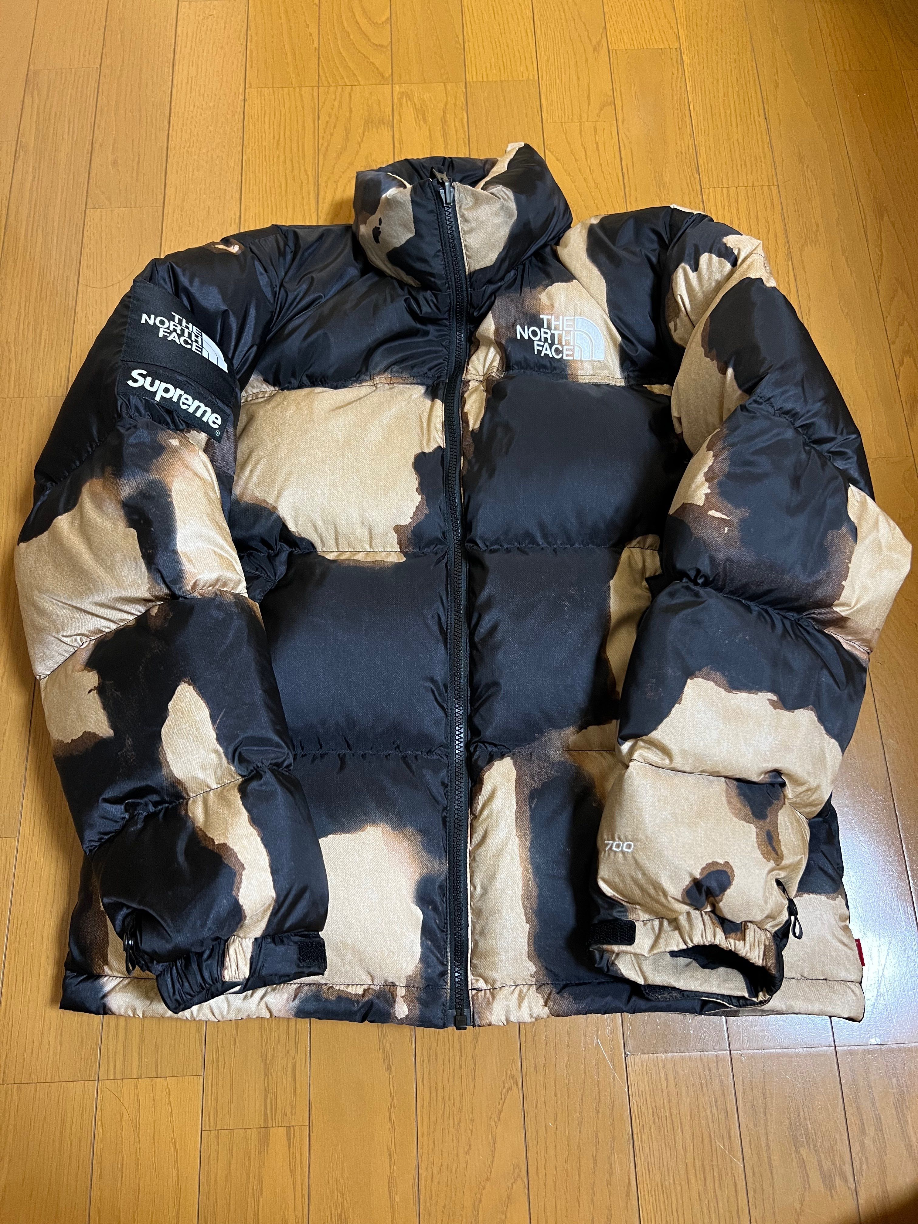 Supreme x The North Face Bleached Denim Print Nuptse Jacket "Black"