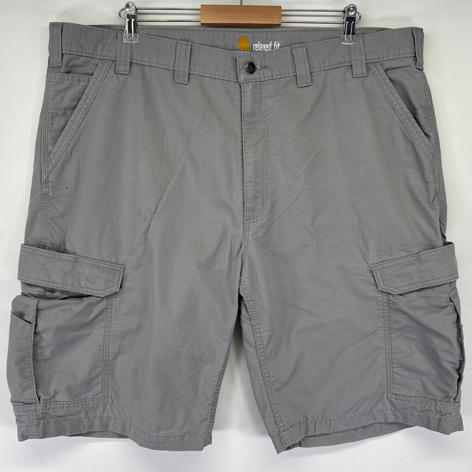 古着 カーハート Carhartt ショートパンツ ハーフ 半ズボン 短パン ワーク リップストップ カーゴ 大きいサイズ w44  グレー系 メンズ