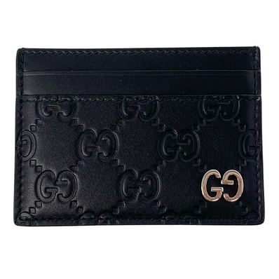 GUCCI グッチ カードケース 473927 レザー ブラック メンズ【中古】