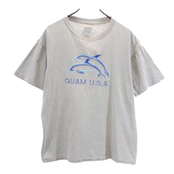 ONEITA オニータ 90s オールド USA製 半袖 Tシャツ L グレー系 イルカ