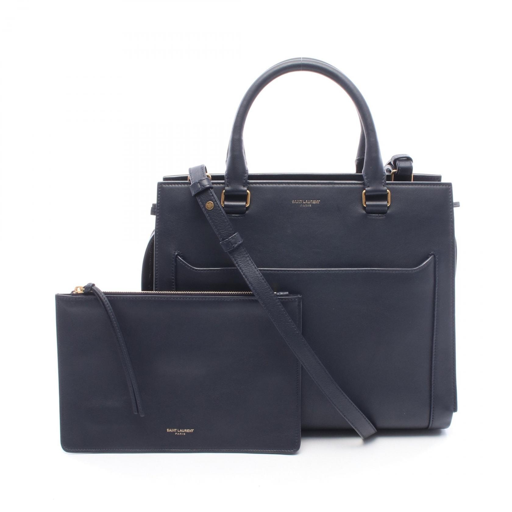 サンローランパリ SAINT LAURENT PARIS EAST SIDE イーストサイド ミディアム 2WAY ハンドバッグ バッグ レザー レディース ネイビー系 【中古】