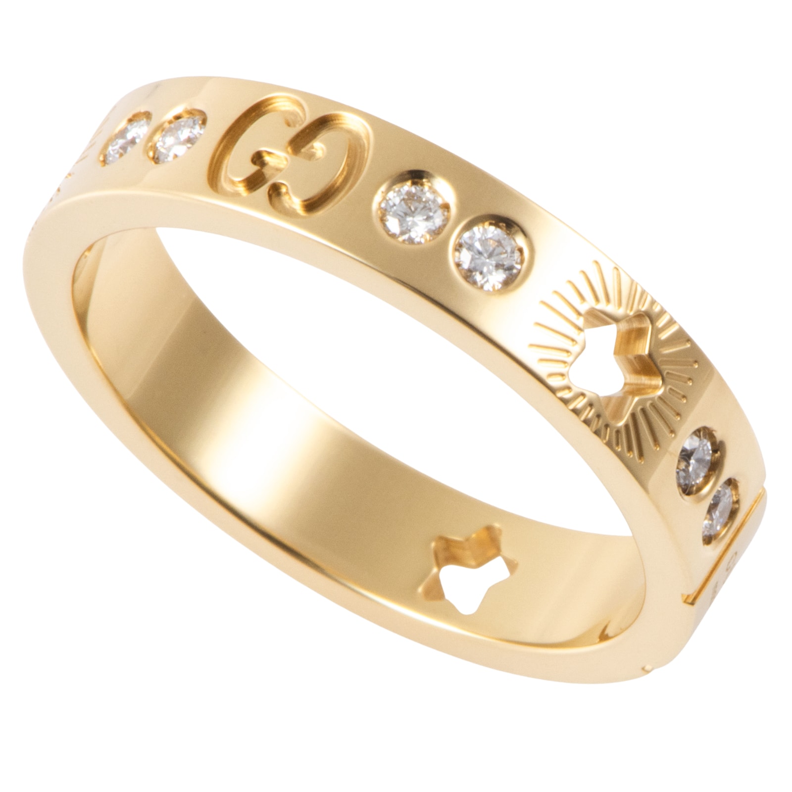 GUCCI グッチ アイコン スター ダイヤ リング 指輪 13号 K18YG ダイヤモンド ゴールド【中古】