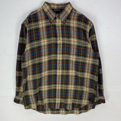 古着 90's/90年代 ノーティカ NAUTICA 長袖シャツ 刺繍ロゴ ボタンダウン ロングスリーブ L ブラウン系 メンズ