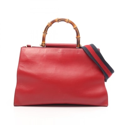 グッチ GUCCI ニムフェア バンブー 2WAY ハンドバッグ バッグ レザー レディース レッド系 453764 【中古】