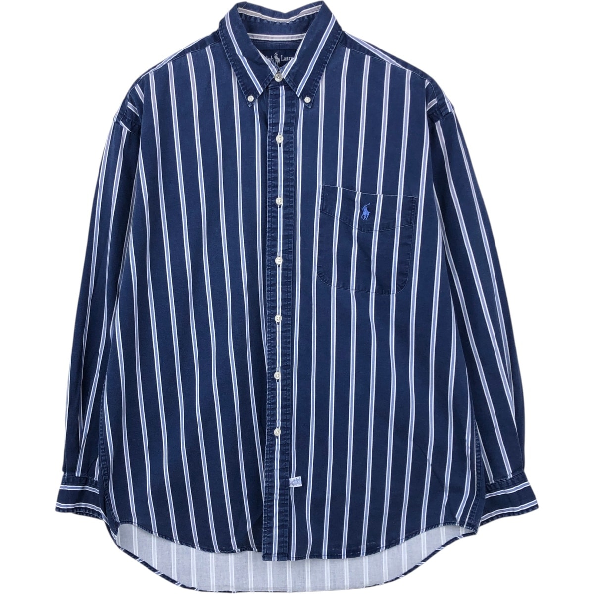 古着 ラルフローレン Ralph Lauren マルチストライプ 長袖 ボタンダウンストライプシャツ メンズM相当/eaa666335