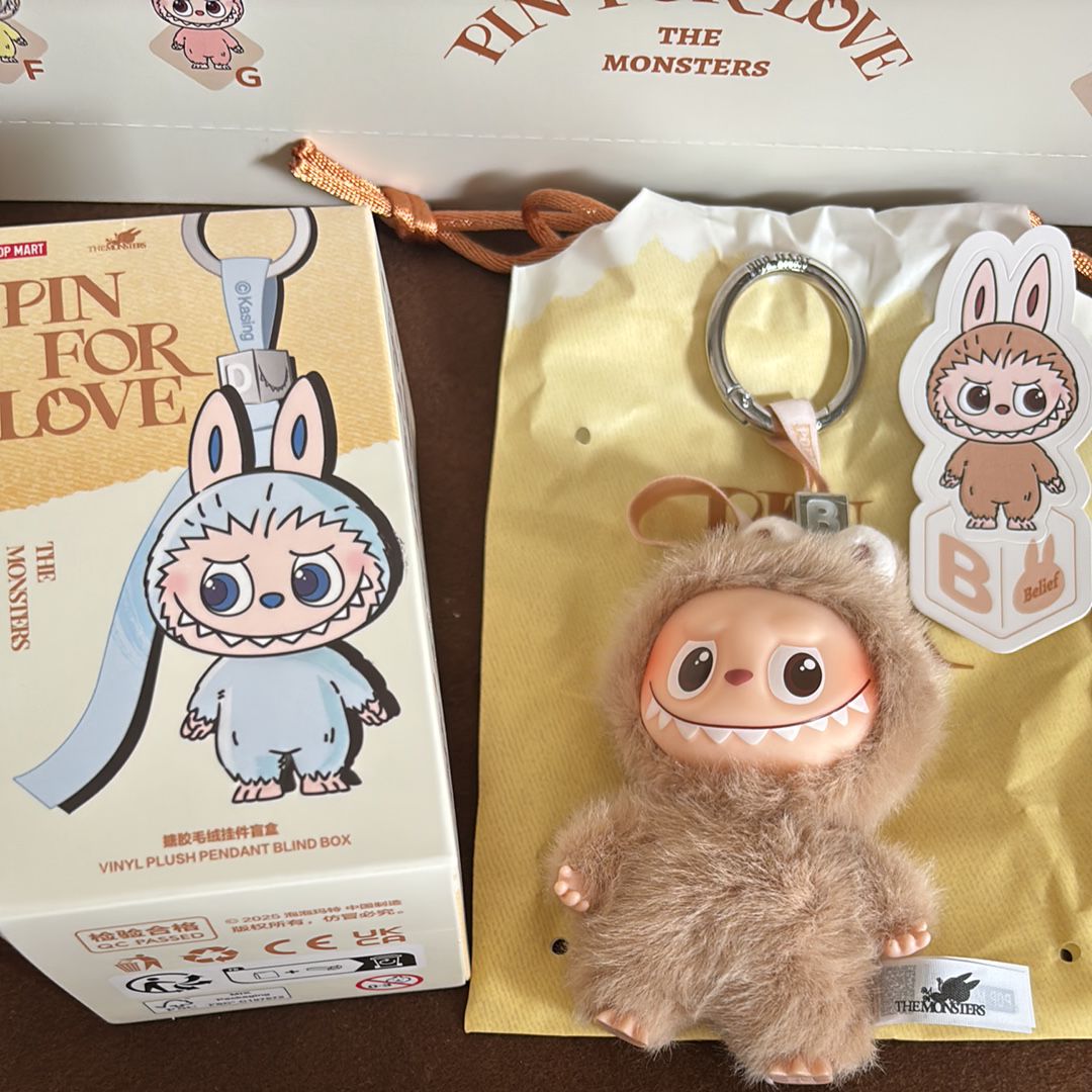 POP MART THE MONSTERS (LABUBU) Pin for Love Series-Vinyl Plush Pendant (A-M) B
