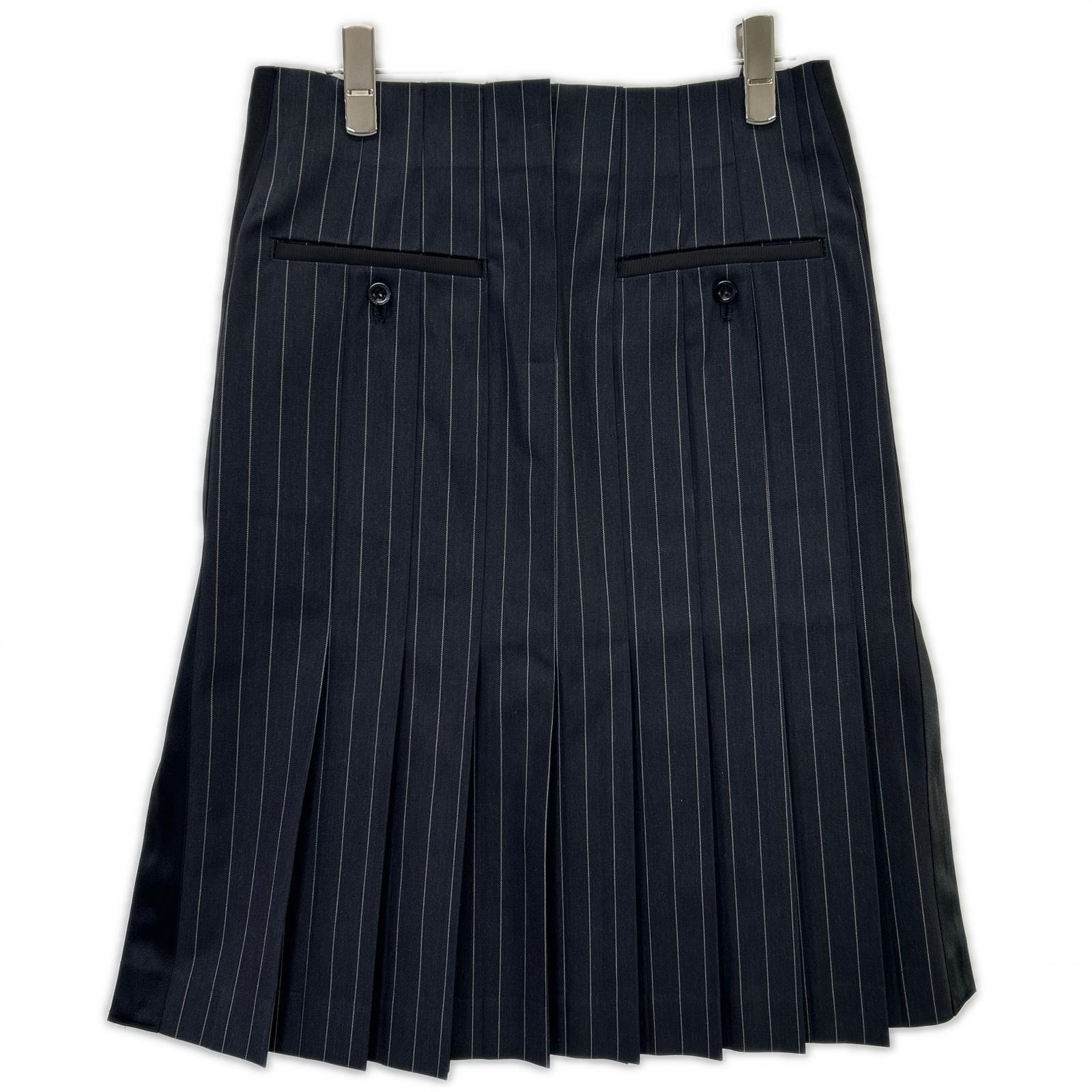 サカイ 23-06535 ブラック プリーツ ストライプスカート 2