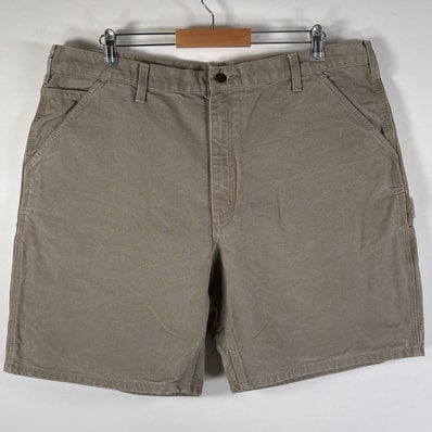 古着 カーハート Carhartt ダック ショートパンツ 大きいサイズ ワークショーツ ワンポイントロゴ コインポケット w40 ベージュ系 メンズ