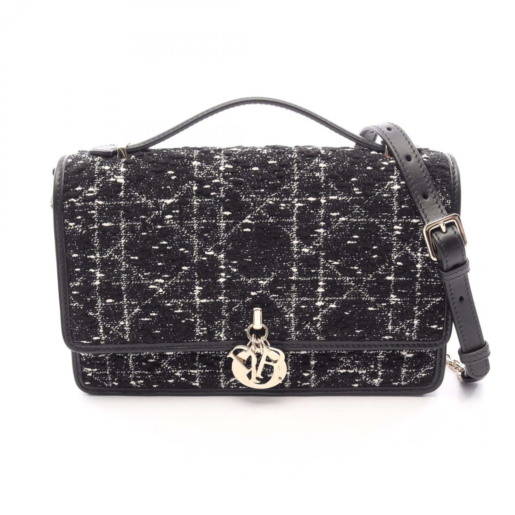 ディオール Dior MY DIOR 2WAY ハンドバッグ バッグ ファブリック レザー レディース ブラック系 / ホワイト系 【中古】