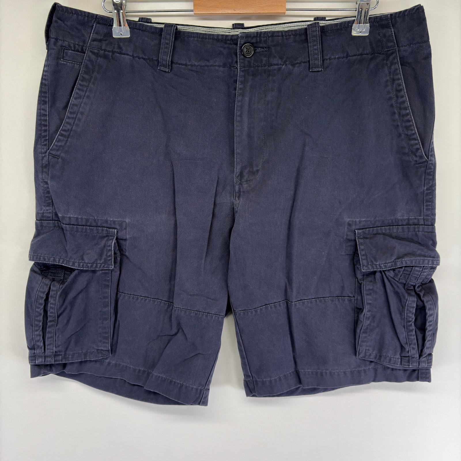 古着 トミーヒルフィガー TOMMY HILFIGER パンツ チノ カーゴ ハーフ ショート ジップ ワンポイントロゴ w36  ネイビー系 メンズ