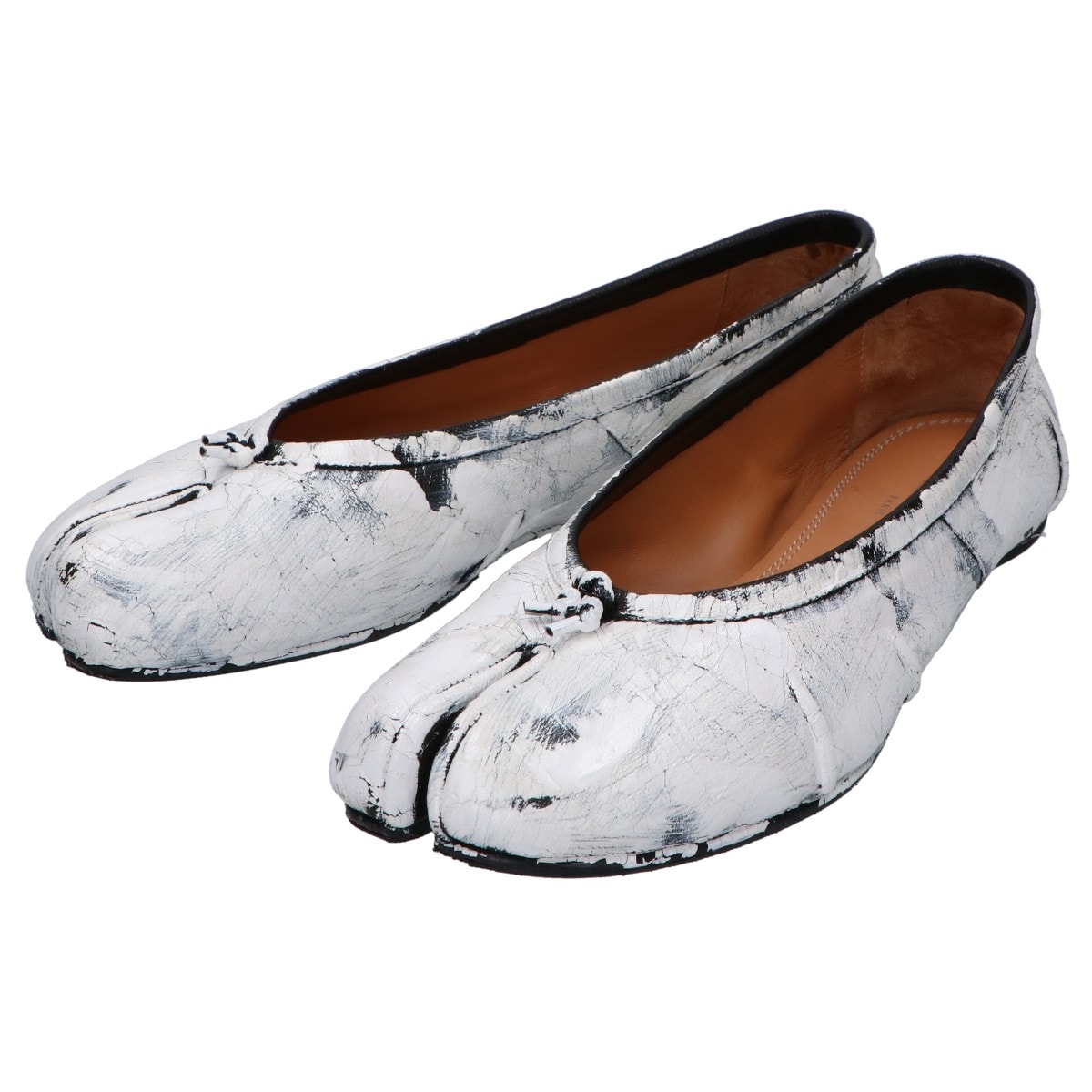 メゾンマルジェラ S58WZ0127-P4162 ホワイト NEW TABI BALLERINA ペイント加工 足袋バレエシューズ 36