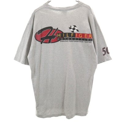 TOMMY HILFIGER トミーヒルフィガー 90s USA製 オールド バックプリント 半袖 Tシャツ L グレー