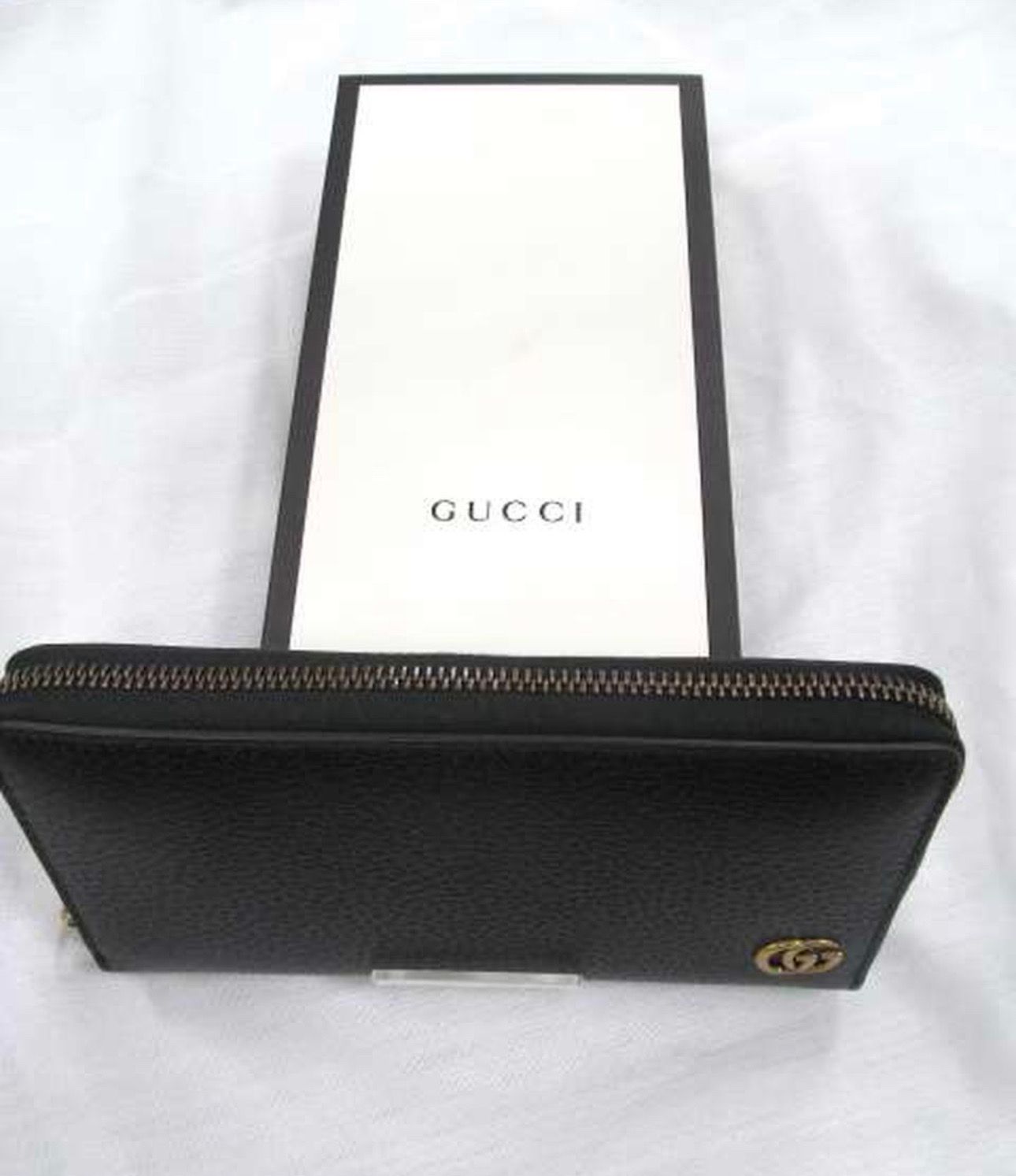 GUCCI GG Marmont Leather Zip Around Wallet "Black/Gold"