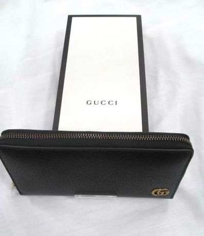 GUCCI GG Marmont Leather Zip Around Wallet "Black/Gold"