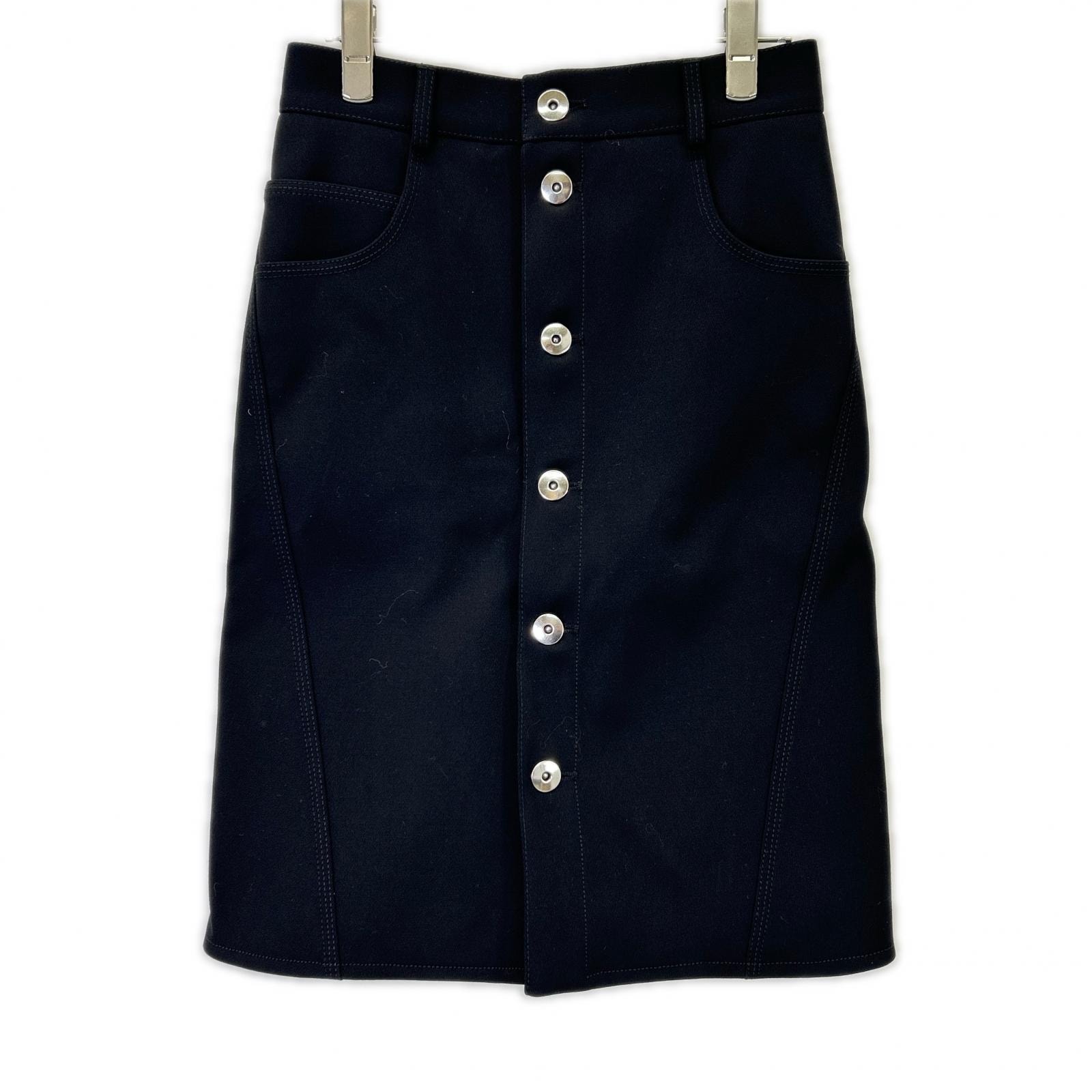 ボッテガヴェネタ 21年製 659391 ブラック 前ボタン スカート 34