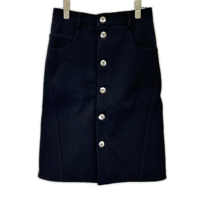 ボッテガヴェネタ 21年製 659391 ブラック 前ボタン スカート 34