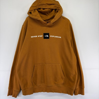古着 ザ・ノースフェイス THE NORTH FACE パーカー アウトドア ワンポイント ロゴ スウェット L ブラウン メンズ