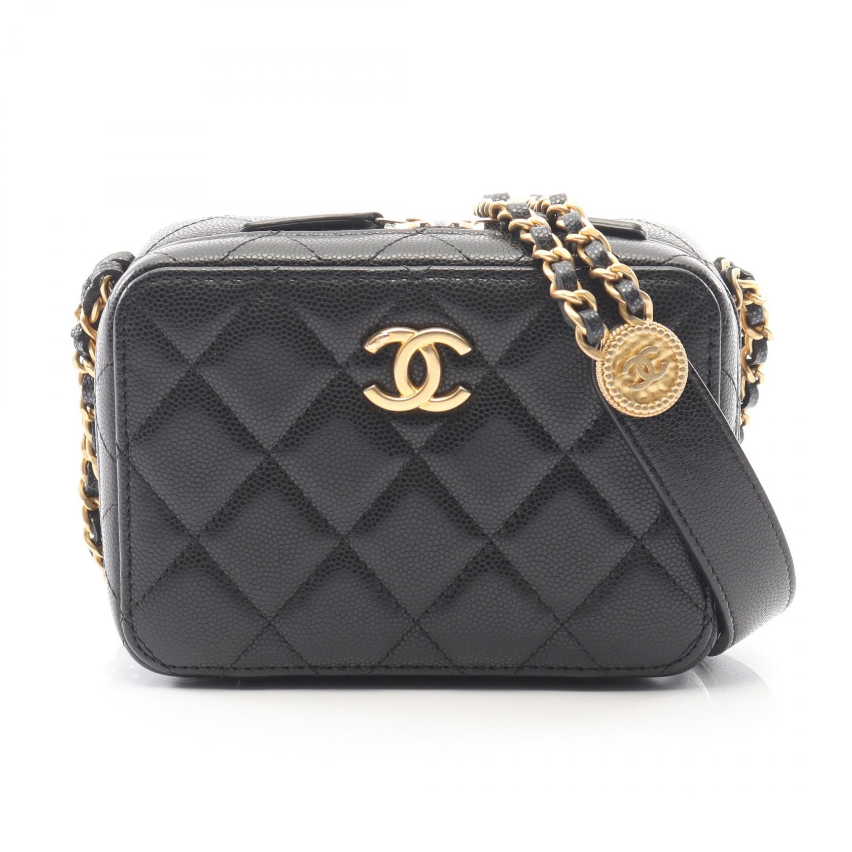シャネル CHANEL マトラッセ ミニ カメラバッグ ショルダーバッグ バッグ レザー グレインドカーフレザー レディース ブラック系 AP2858 【中古】