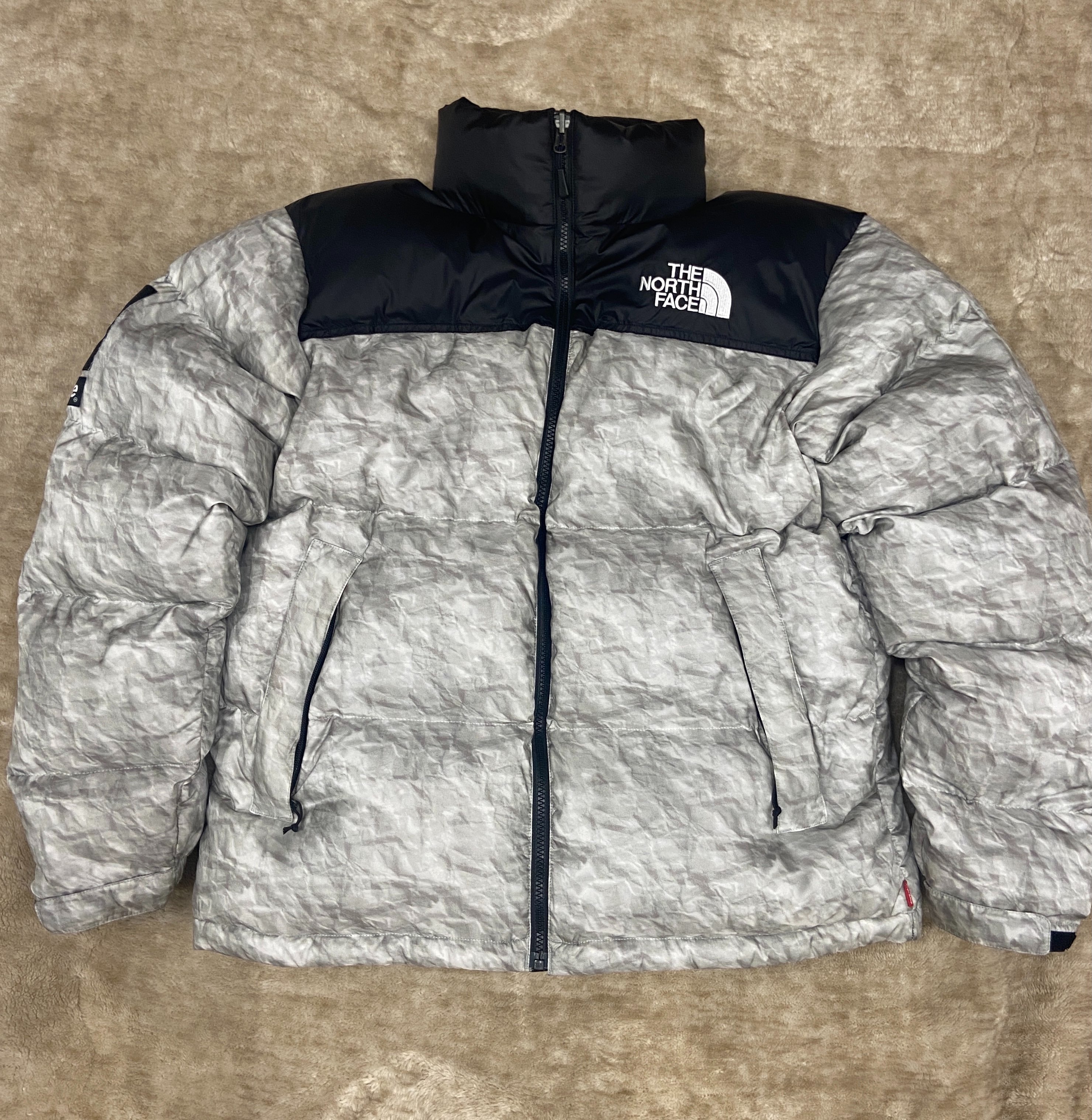 Supreme x The North Face Nuptse Jacket "White Paper Print"