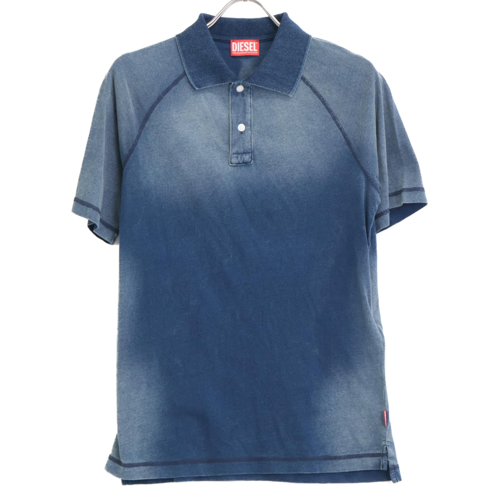 ディーゼル T-RASMITH ブルー カラー ステッチ ポロシャツ XS