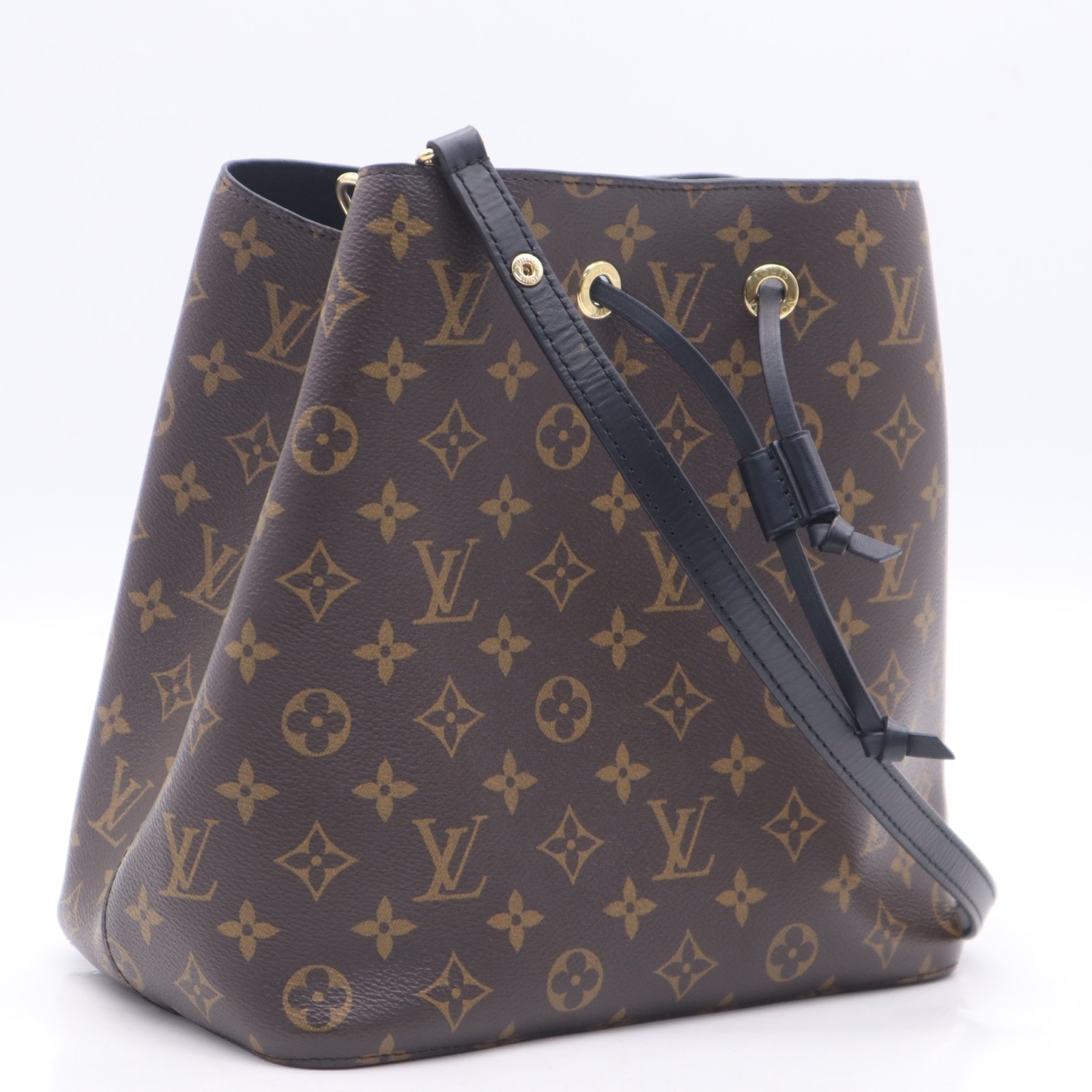 美品 LOUIS VUITTON ルイ・ヴィトン モノグラム ネオノエ M44020 ショルダーバッグ ブラック コーティングキャンバス レザー レディース