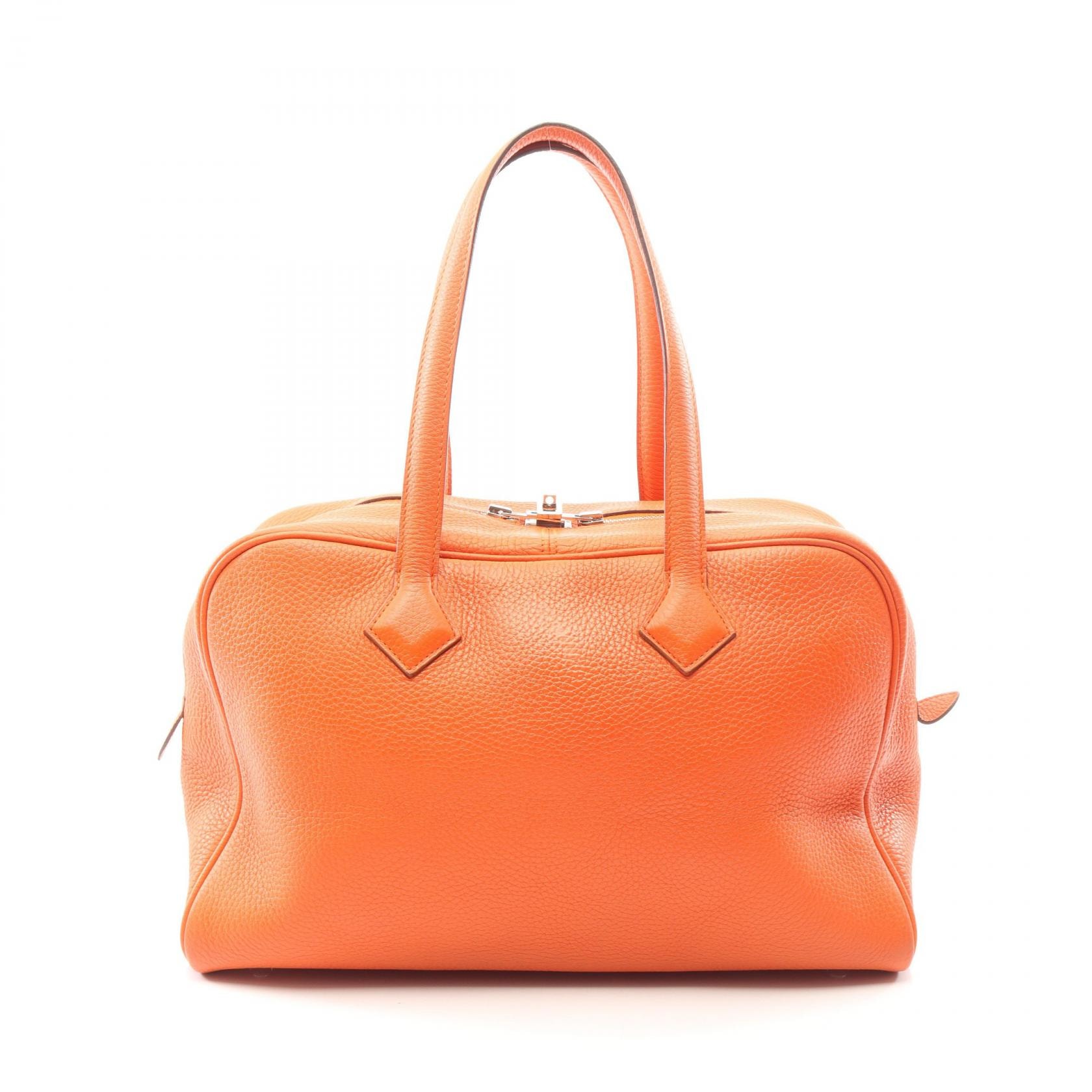 エルメス HERMES ヴィクトリア35 ハンドバッグ バッグ レザー トリヨンクレマンス トリヨンクレマンス オレンジポピー T刻印(2015年製造) レディース オレンジ系 【中古】