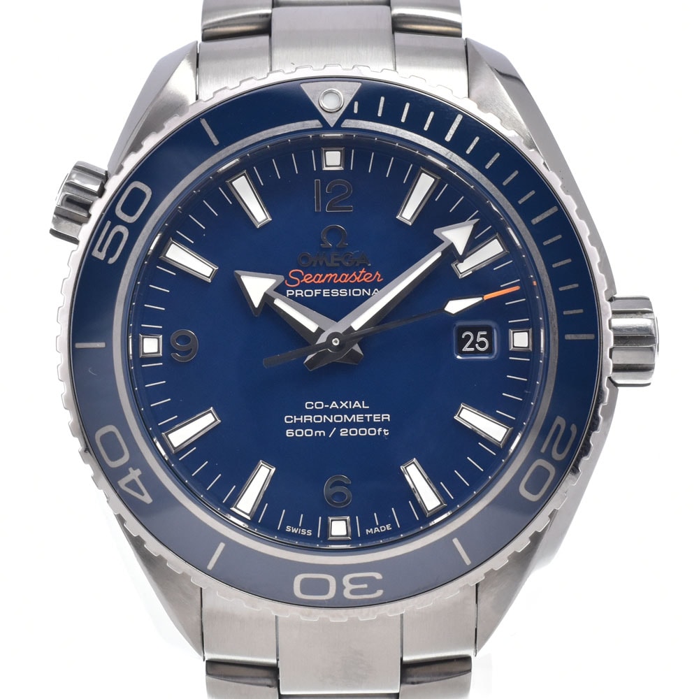 オメガ OMEGA 232.90.46.21.03.001 シーマスター プラネットオーシャン 600M チタン 裏スケ ブルー メンズ 保証書付き 腕時計 P#149169