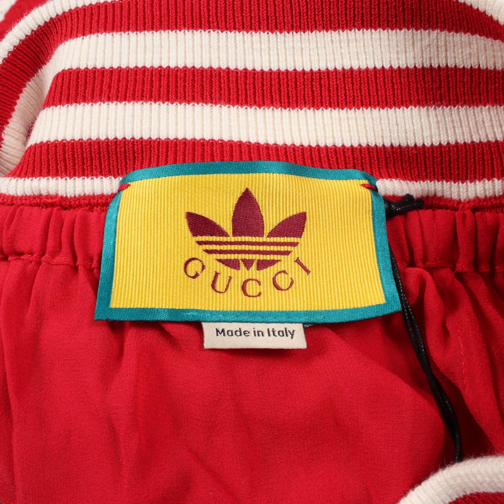 再値下げ☆ 未使用【アディダス × グッチ 】ストライプ　パンツ 赤 A (未使用に近い)】グッチ GUCCI GUCCI × adidas 3ストライプ レース