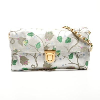 プラダ PRADA ブロケード フローラル チェーンストラップ ショルダーバッグ【中古】