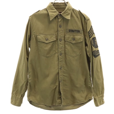 HYSTERIC GLAMOUR ヒステリックグラマー 日本製 長袖 ミリタリーシャツ S カーキ