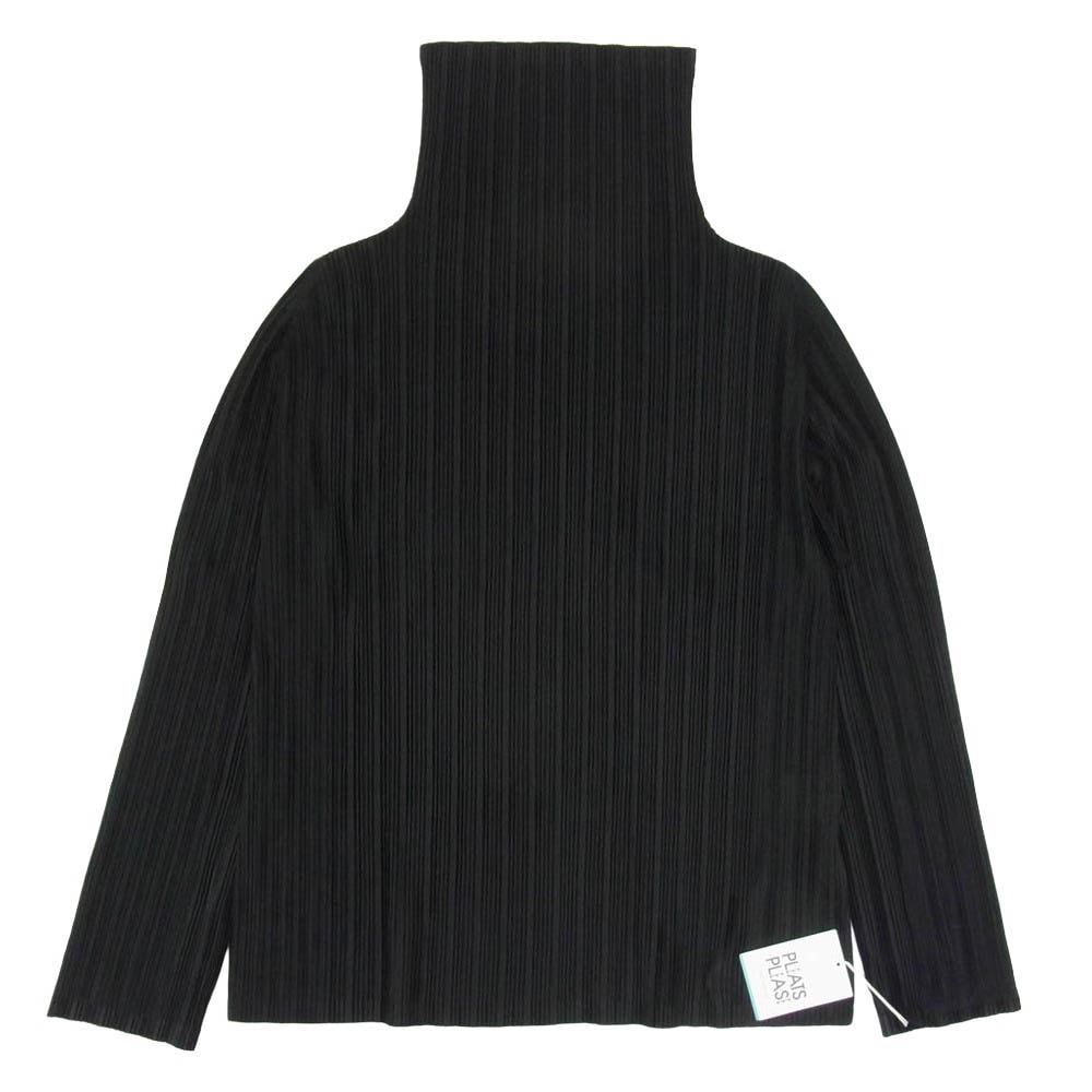 PLEATS PLEASE プリーツプリーズ イッセイミヤケ PP83-FK351 ISSEY MIYAKE イッセイ ミヤケ リブプリーツ タートルネック ハイネック 長袖トップス シャツ カットソー ブラック系 3【極上美品】【中古】