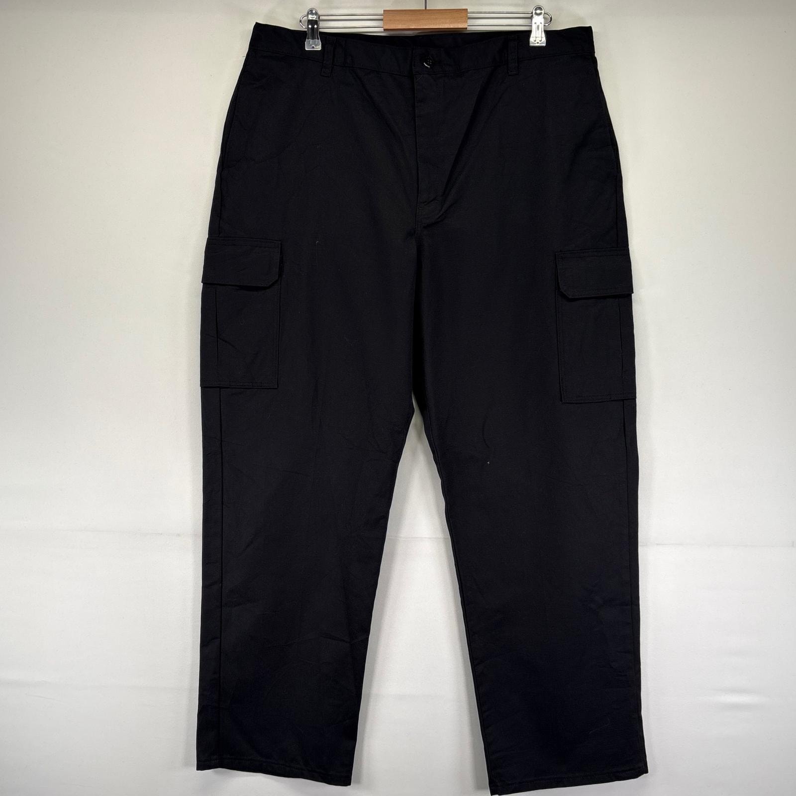 古着 ディッキーズ Dickies パンツ ワークパンツ カーゴ ワンポイントロゴ ジッパーフライ 大きいサイズ W40×L32  ブラック系 メンズ