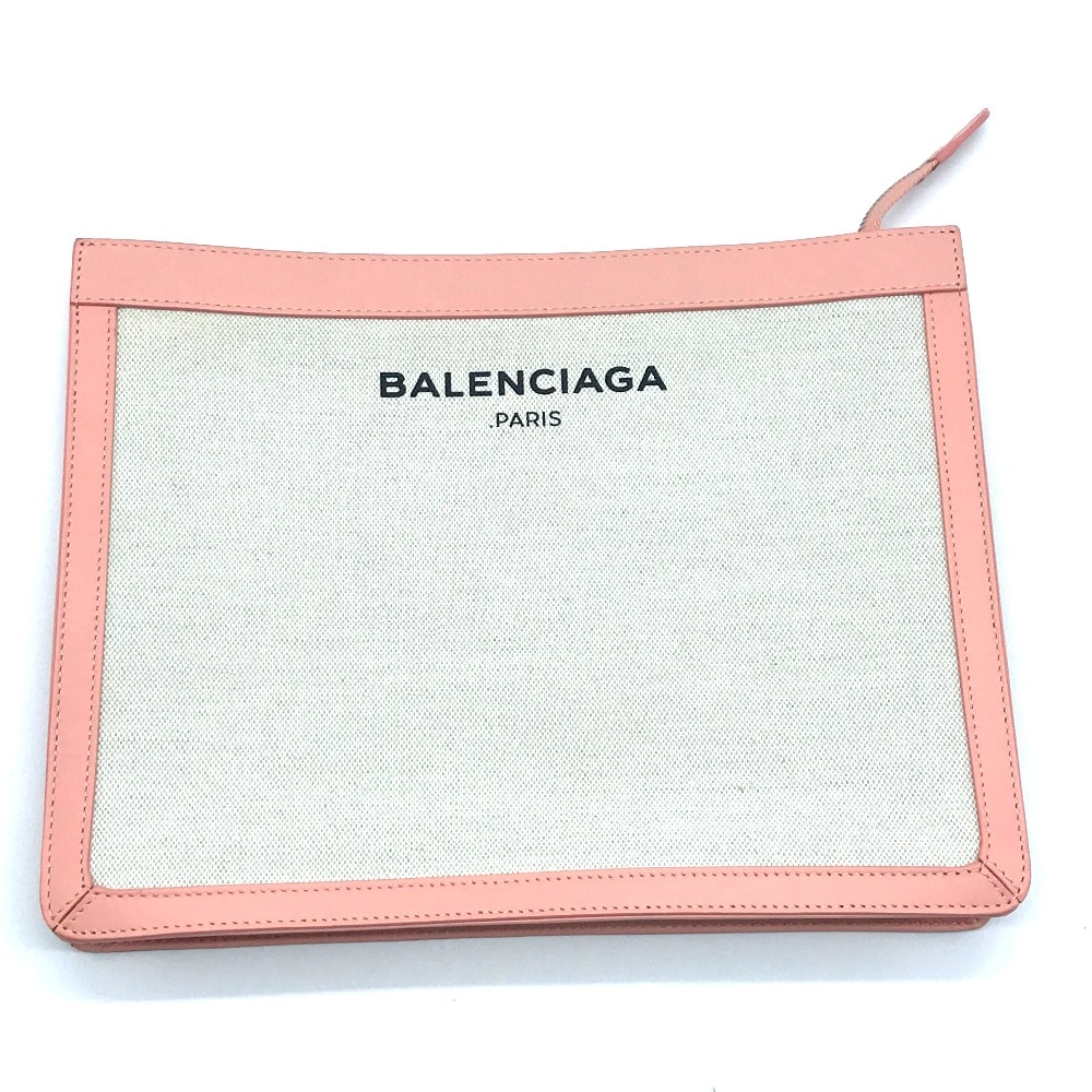 バレンシアガ BALENCIAGA クラシック 410119 メンズ レディース  カバン セカンドバッグ クラッチバッグ キャンバス/レザー ナチュラル×ピンク