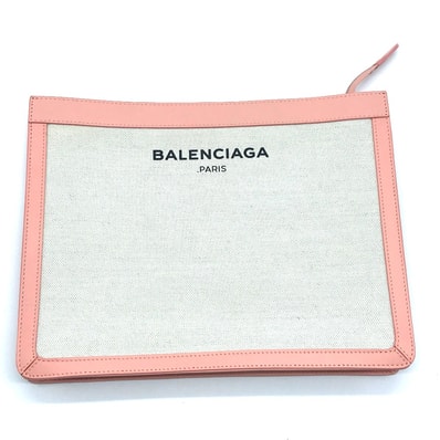 バレンシアガ BALENCIAGA クラシック 410119 メンズ レディース カバン セカンドバッグ クラッチバッグ キャンバス/レザー ナチュラル×ピンク