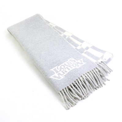 ルイ ヴィトン LOUIS VUITTON マフラー マフラー・LVダヴ カシミヤ/ウール グレー×アイボリー ユニセックス M78004【中古】 h32041a