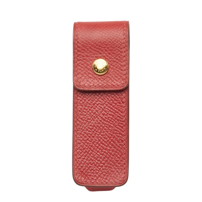 エルメス リップケース ガムケース 印鑑ケース レッド系 レザー レディース HERMES 中古